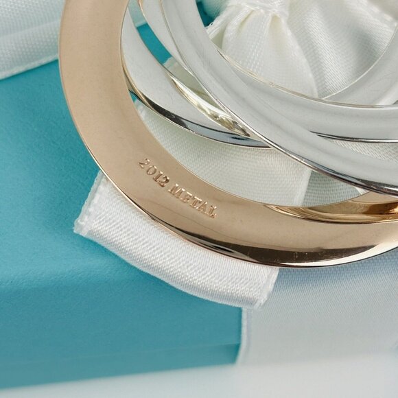 20" Tiffany 1837 4 Four Interlocking Circles Pendant Necklace in Silver & Rubedo - Picture 6 of 7